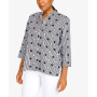 Petite Classics Dot Stripe 3/4 Sleeve Button Down Top