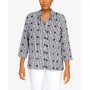 Petite Classics Dot Stripe 3/4 Sleeve Button Down Top