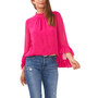 Women's Mock Neck Blouse with Dramatic Sleeves
