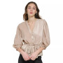Women's V-Neck 3/4-Sleeve Button-Front Blouse