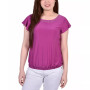 Petite Size Short Flutter Sleeve Top with Studded Neckline
