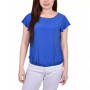 Petite Size Short Flutter Sleeve Top with Studded Neckline