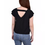 Petite Size Short Flutter Sleeve Top with Studded Neckline