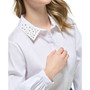 Women's Cotton Poplin Imitation Pearl Blouse