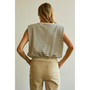 Women's Olivia Stripe French Terry Power Shoulder Top