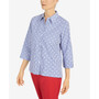 Petite Stars On Stripe Button Down Top