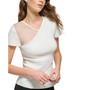 Women's Short-Sleeve Mixed Media Sweater