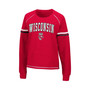 Women's Red Wisconsin Badgers Sweep Pass Sleeve Stripe Raglan Pullover Sweatshirt