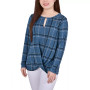 Petite Long Sleeve Knit Keyhole with Studs Top