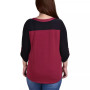 Plus Size 3/4 Sleeve Studded Top with Contrast Yoke and Sleeves
