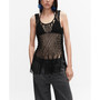Women's Fringe Detail Mesh Top
