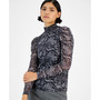 Women's Draped-Sleeve Animal-Print Mesh Top, Created for Macy's