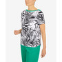 Petite Island Vibes Etched Emerald Trim Short Sleeve Top