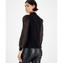 Women's Embroidered Funnel-Neck Sheer-Sleeve Top, Created for Macy's