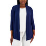 Textured Open Front 3/4-Sleeve Cardigan