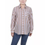 Petite Size Long Sleeve Striped Blouse Top
