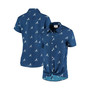 Women's Navy Atlanta Braves All Over Logos Button-Up Shirt