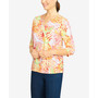 Women's Key Items Tropical Pineapple Print Knit Split Neck Top