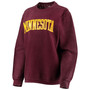 Women's Maroon Minnesota Golden Gophers Comfy Cord Vintage-Like Wash Basic Arch Pullover Sweatshirt
