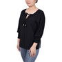 Petite Button Front 3/4 Sleeve Blouse