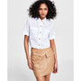 Women's Cropped Cuffed-Sleeve Pocket Shirt, Created for Macy's