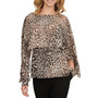 Women's Leopard-Print Cape-Sleeve Blouse