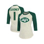 Women's Threads Ahmad Sauce Gardner Cream, Green New York Jets Player Name and Number Raglan 3/4-Sleeve T-shirt