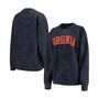 Women's Navy Virginia Cavaliers Comfy Cord Vintage-Like Wash Basic Arch Pullover Sweatshirt