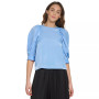 Women's Satin Crew-Neck Puffed-Sleeve Top