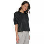 Women's Satin Crew-Neck Puffed-Sleeve Top