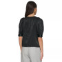 Women's Satin Crew-Neck Puffed-Sleeve Top