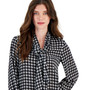Women's Houndstooth Tie-Neck Long-Sleeve Blouse, Created for Macy's