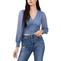 Women's Long Sleeve Smocked Waist V-Neck Top
