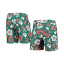 Men's Green Miami Hurricanes Floral Volley Logo Swim Trunks