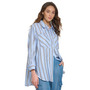 Women's Striped Metallic Long-Sleeve Drawstring-Cuff Shirt