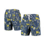 Men's Navy Michigan Wolverines Vintage-Like Floral Swim Trunks