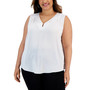 Plus Size Sleeveless Embellished Keyhole Top