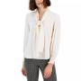 Women's Smocked-Cuff Tie-Neck Blouse