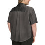 Plus Size Satin Wrap-Front Blouse