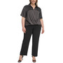 Plus Size Satin Wrap-Front Blouse