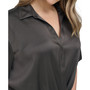 Plus Size Satin Wrap-Front Blouse