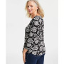 Petite Cotton Paisley-Print Square-Neck Top, Created for Macy's