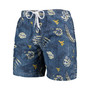 Men's Navy West Virginia Mountaineers Vintage-Like Floral Swim Trunks