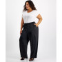 Plus Size Washed Satin Pull-On Wide-Leg Pants, Created for Macy's