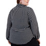Plus Size Houndstooth Tie-Neck Long-Sleeve Blouse, Created for Macy's