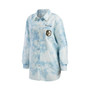 Women's White Boston Bruins Oversized Tie-Dye Button-Up Denim Shirt