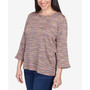 Petite Autumn Weekend Space Dye Stripe Top
