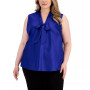 Plus Size Tie-Neck Sleeveless Blouse