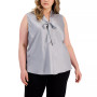 Plus Size Tie-Neck Sleeveless Blouse