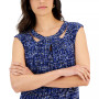 Women's Printed Stretch Knit Sleeveless Twist-Neck Top